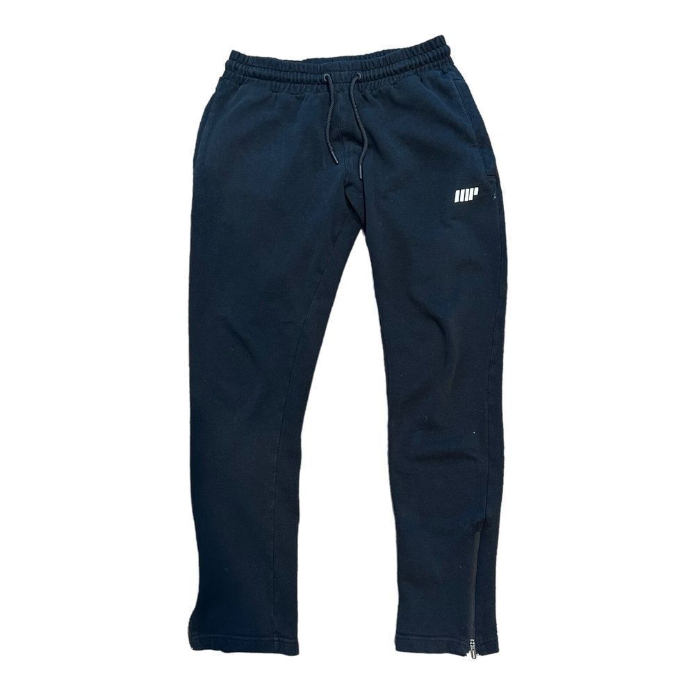 MP Mens Joggers Sweatpants Black Zipper Cuffs Logo Solid Drawstring M